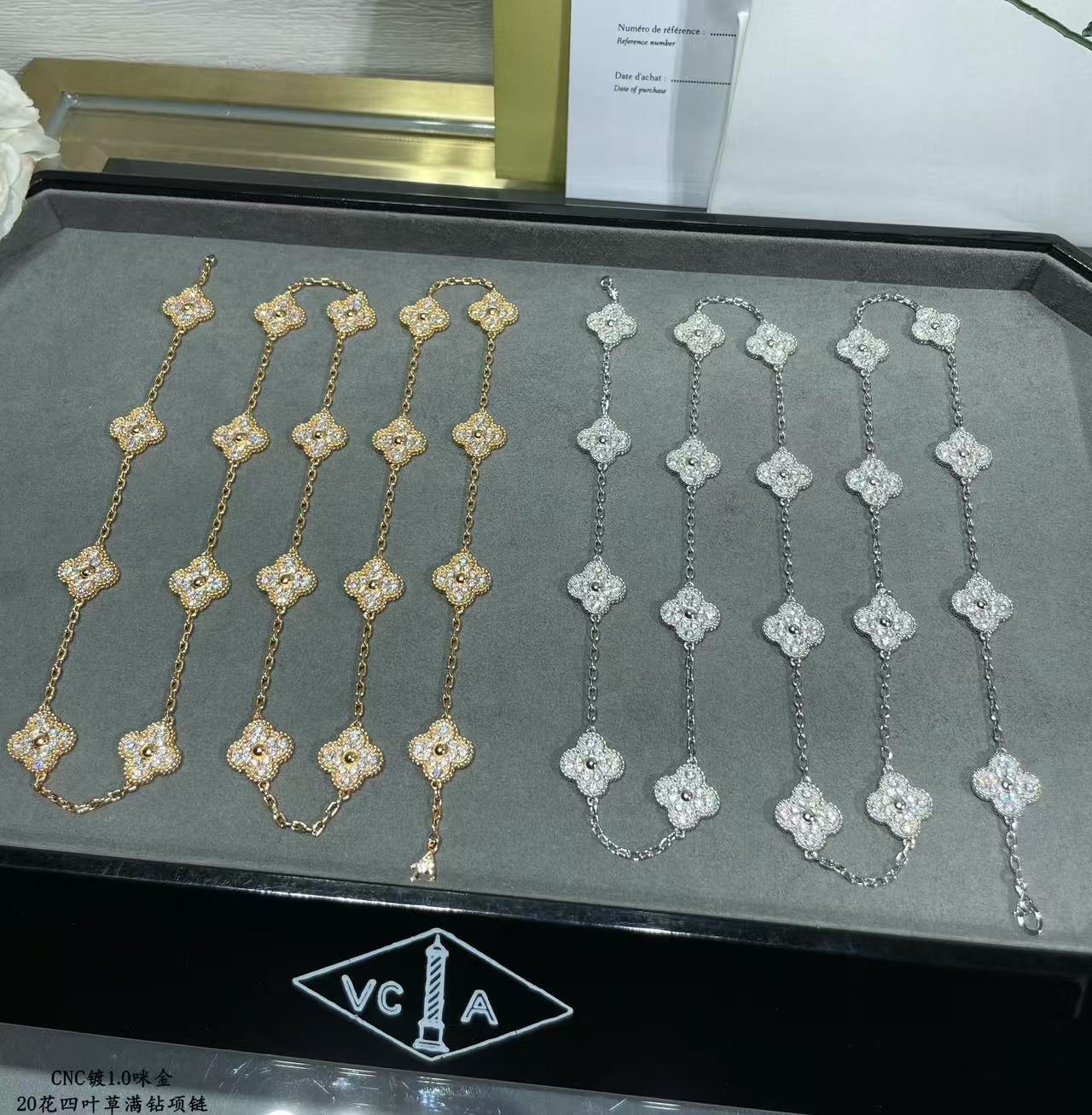 [⭐JeweliWhal]CLOVER 20 MOTIFS FULL-DIAMOND NECKLACE