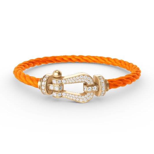 [⭐JeweliWhal]FORCE LARGE HORSESHOE FULL DIAMOND BRACELET GOLD