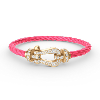 [⭐JeweliWhal]FORCE LARGE HORSESHOE FULL DIAMOND BRACELET GOLD