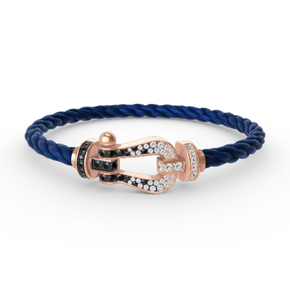 [⭐JeweliWhal]FORCE LARGE HORSESHOE BLACK WHITE DIAMOND BRACELET ROSE GOLD