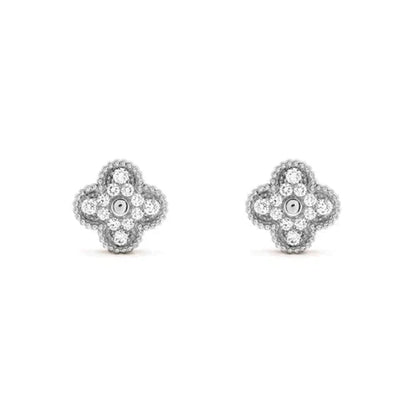 [⭐JeweliWhal]CLOVER 1 MOTIFS DIAMOND STUD EARRINGS SILVER