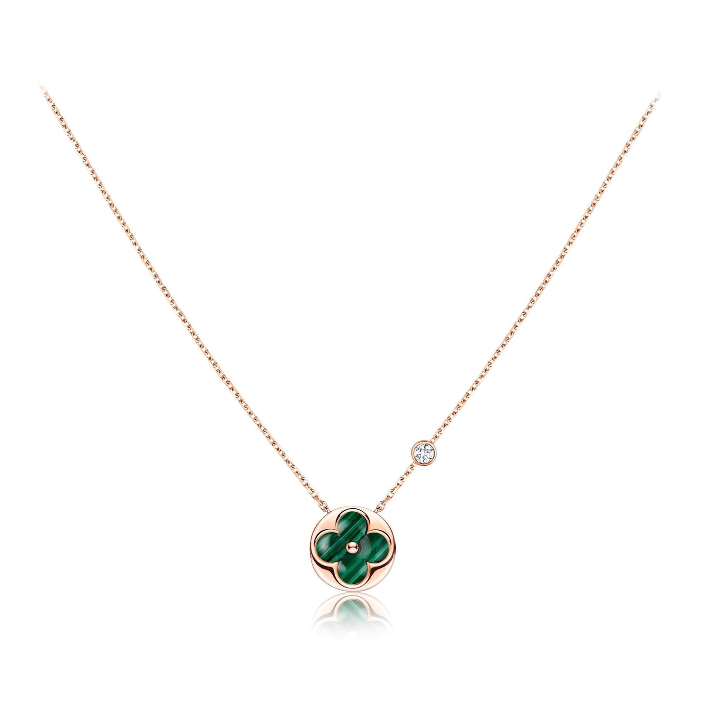 [⭐JeweliWhal]SUN PEDANT PINK GOLD 1 DIAMOND NECKLACE