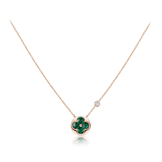[⭐JeweliWhal]SUN PEDANT PINK GOLD 1 DIAMOND NECKLACE
