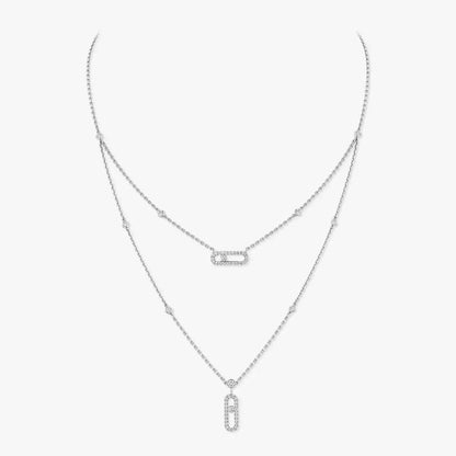 [⭐JeweliWhal]2 Rows Rose Gold Diamond Pave_ Necklace Move Uno