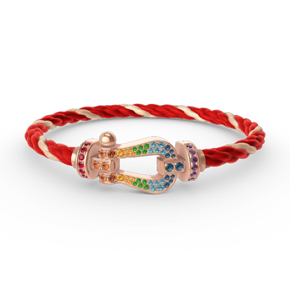 [⭐JeweliWhal]FORCE LARGE HORSESHOE  COLORED DIAMOND BRACELET ROSE GOLD
