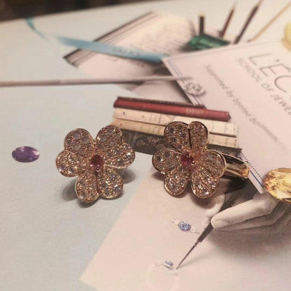 [⭐JeweliWhal]FRIVOLE PINK GOLD FLOWER DIAMOND EARRINGS