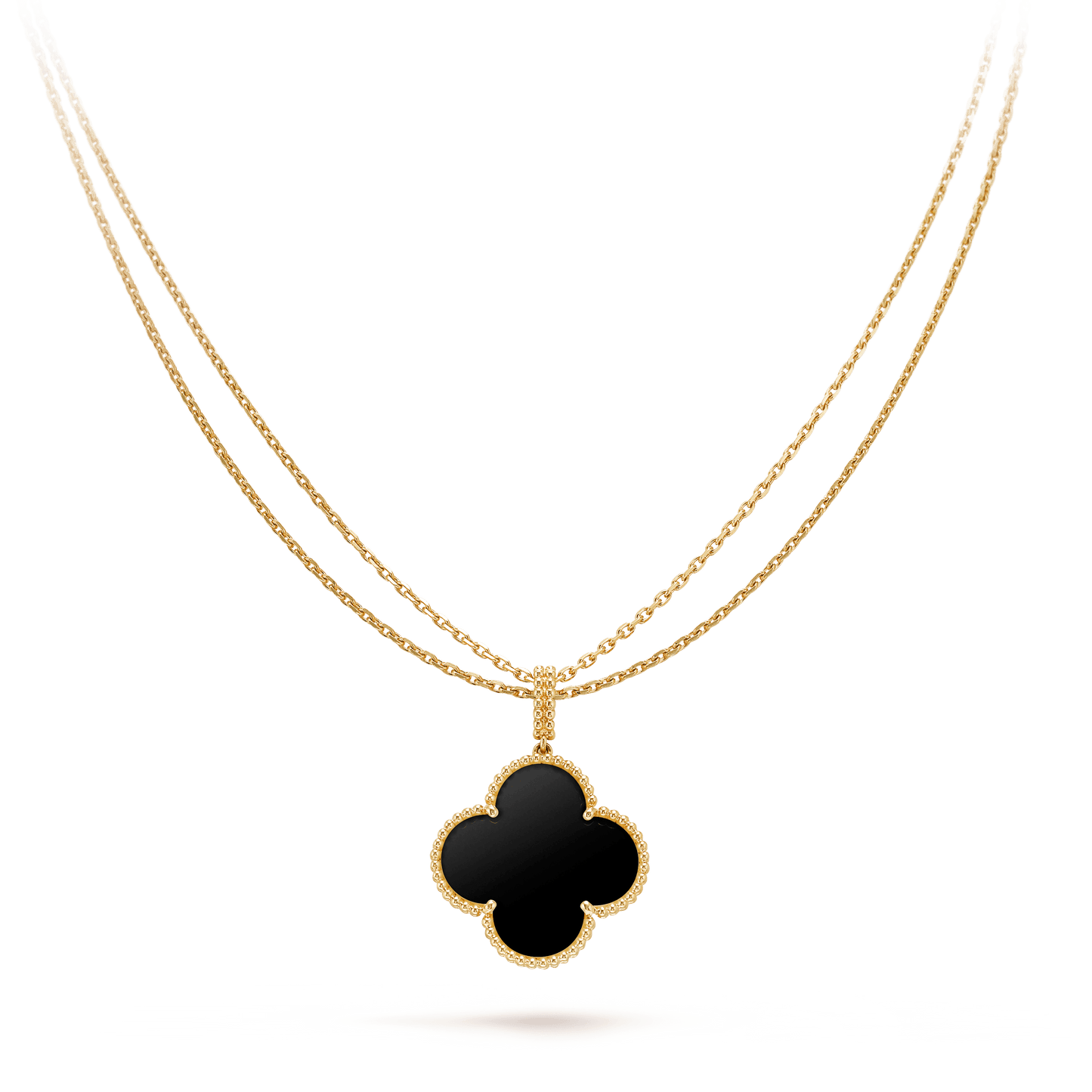 [⭐JeweliWhal]CLOVER 25MM GOLD ONYX BIG CLOVER NECKLACE